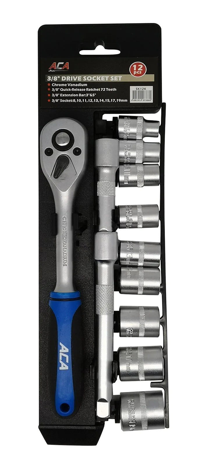 SOCKET SET - 3/8"; 12- 8,10-15,17,19MM SKU:SK12K