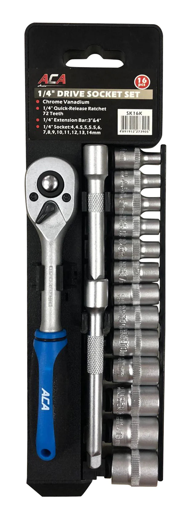 SOCKET SET - 1/4" ; 16 PCS SKU:SK16K SOCKET SET - 1/4" 16PC